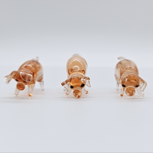 VINTAGE | art glass set of 3 miniature mini pigs - Picture 2 of 8